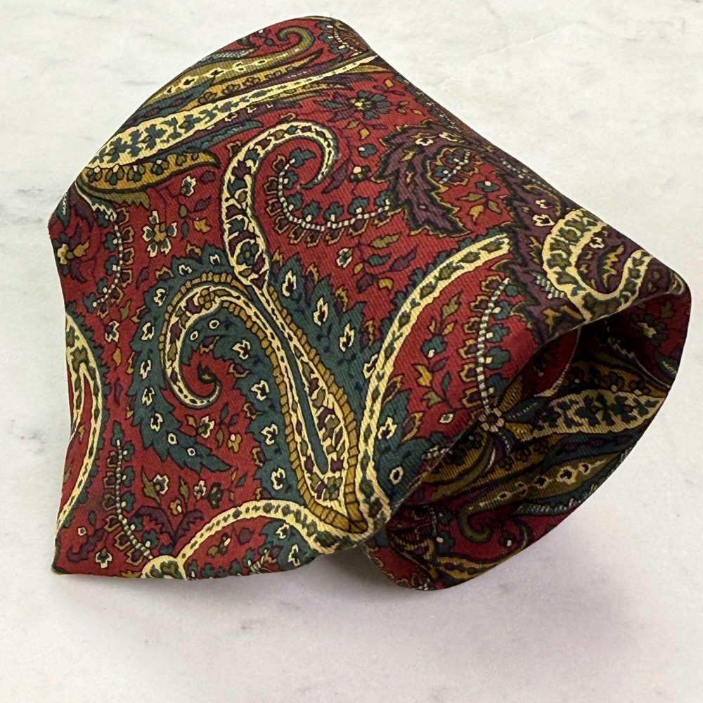 Coach Tie Mens OS Red Paisley Italian Silk Classic Professional